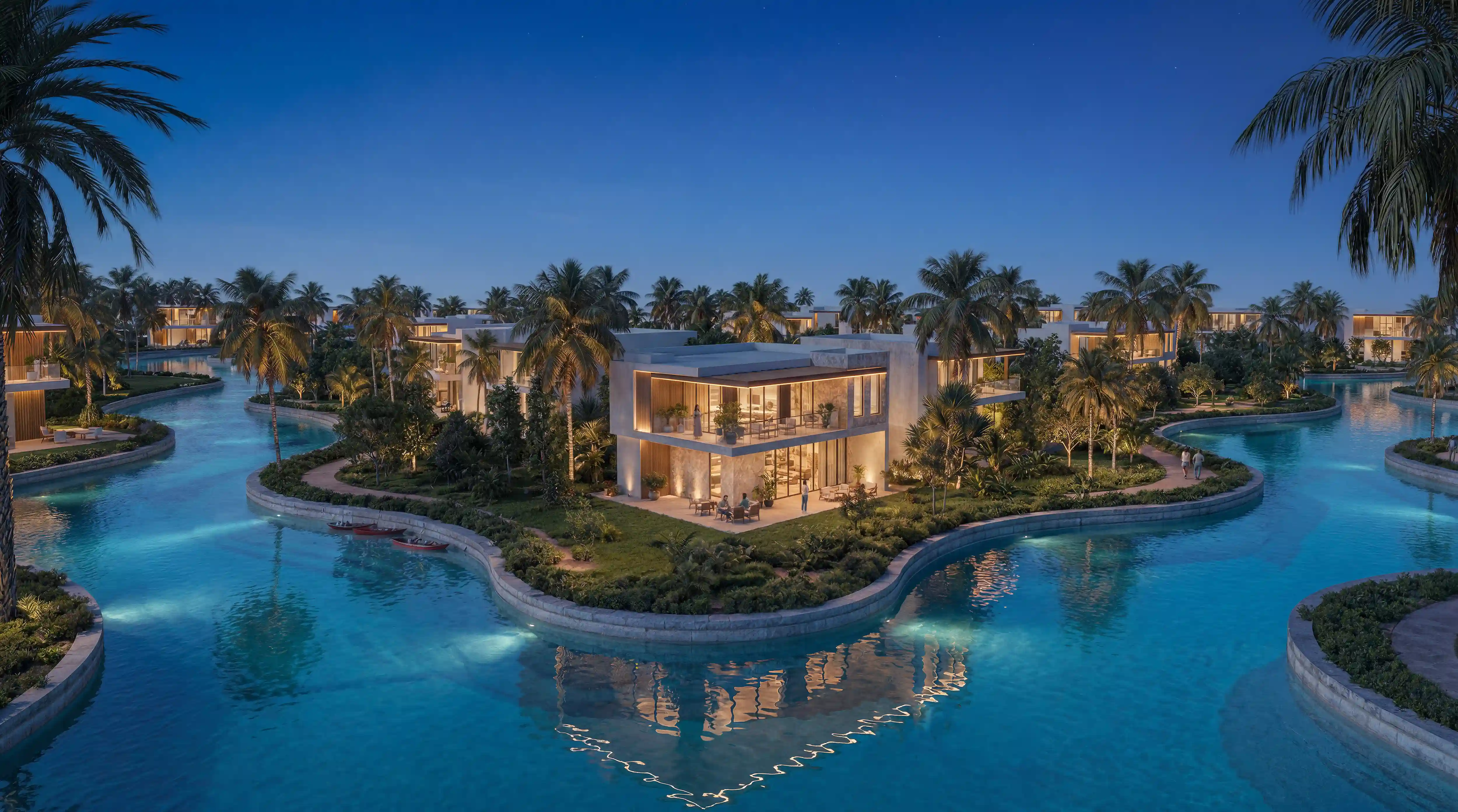 Kenya Villa — dusk approach